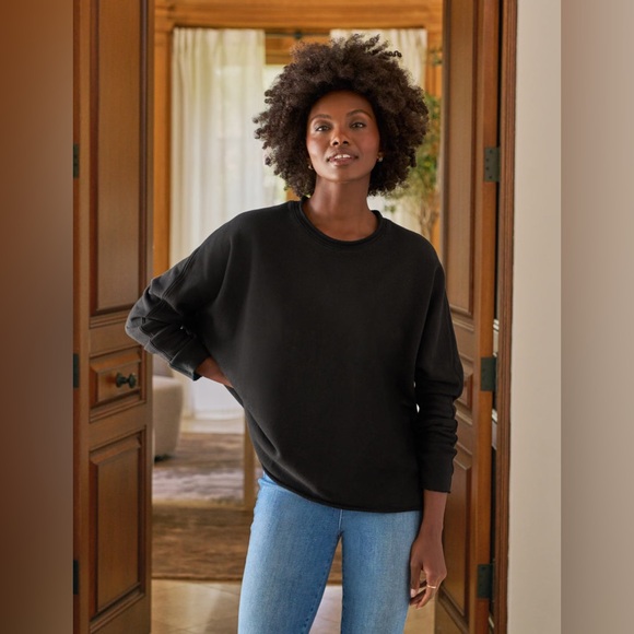 Frank & Eileen Anna Long Sleeve Capelet Black Pullover Triple Fleece Size Medium - Picture 4 of 11